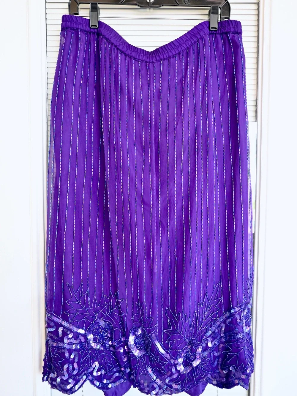 Laurence Kazar Purple Beaded Midi Dress - Picture 5 of 6